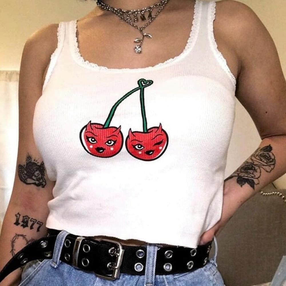 🍒Cherry punk devil crop top tank 🍒
